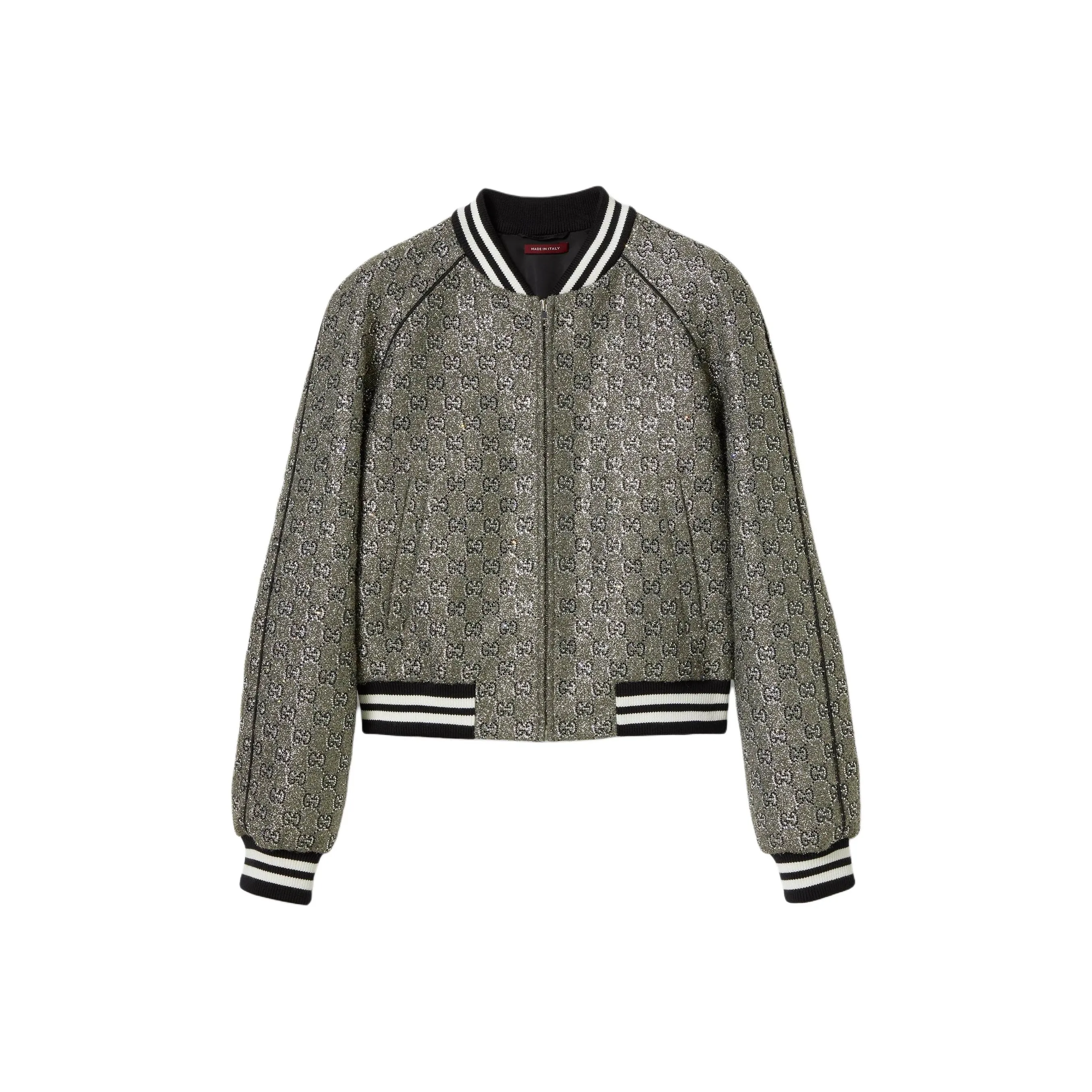 GUCCI Embroidered Tweed Bomber Jacket