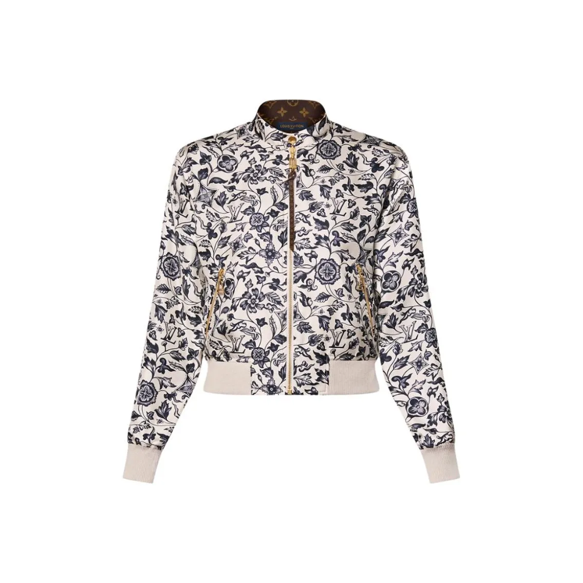Lv Reversible Botanical Print Bomber Jacket