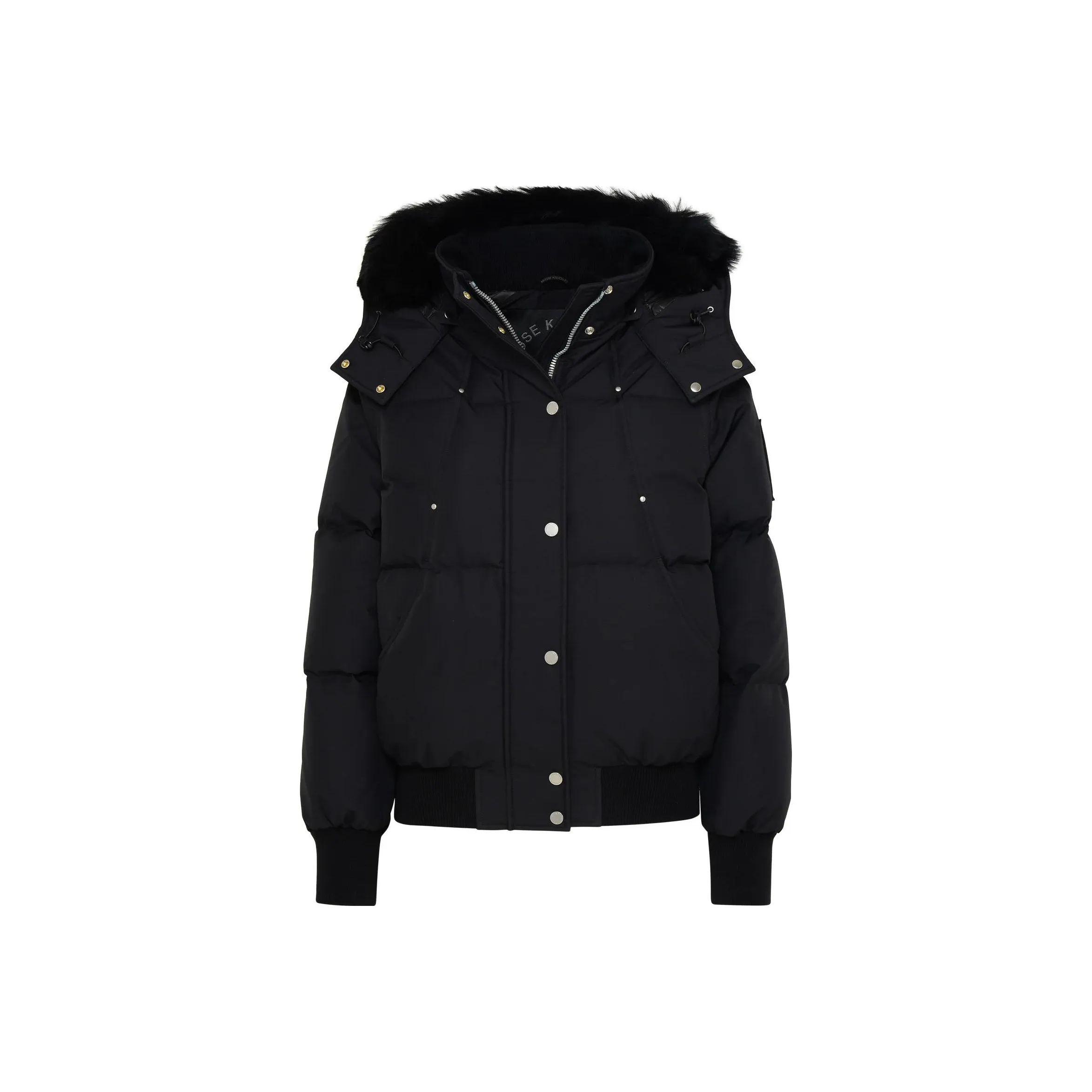 Moose Knuckles Buttoned Hooded Bomber Jacket