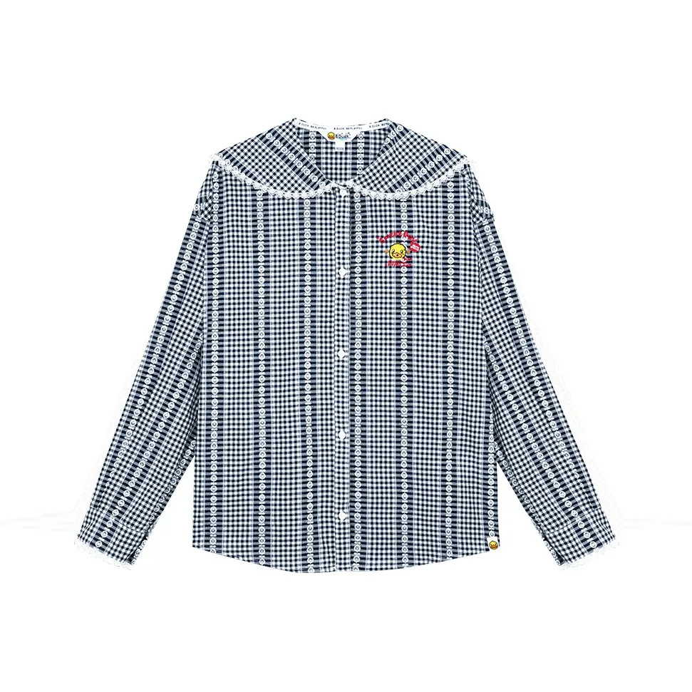 B.Duck Shirt Women's Black White Plaid