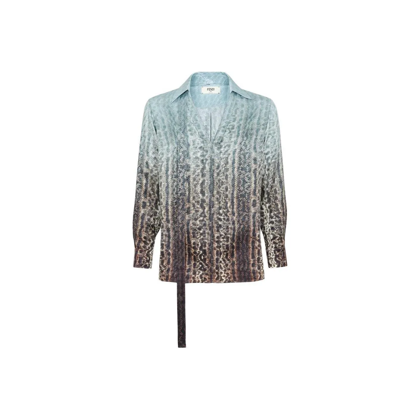 FENDI All Over Animalier Printed V Neck Blouse