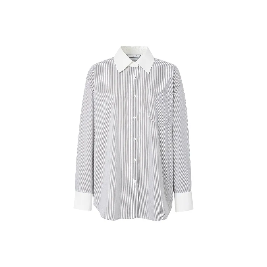 Hopeshow Рубашка Женская Белая Основа с Черными Полосами 702