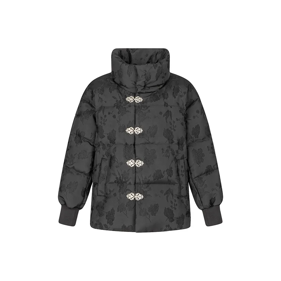 ERAL Абстрактный узор воротник-стойка утолщенный короткий пуховик женский