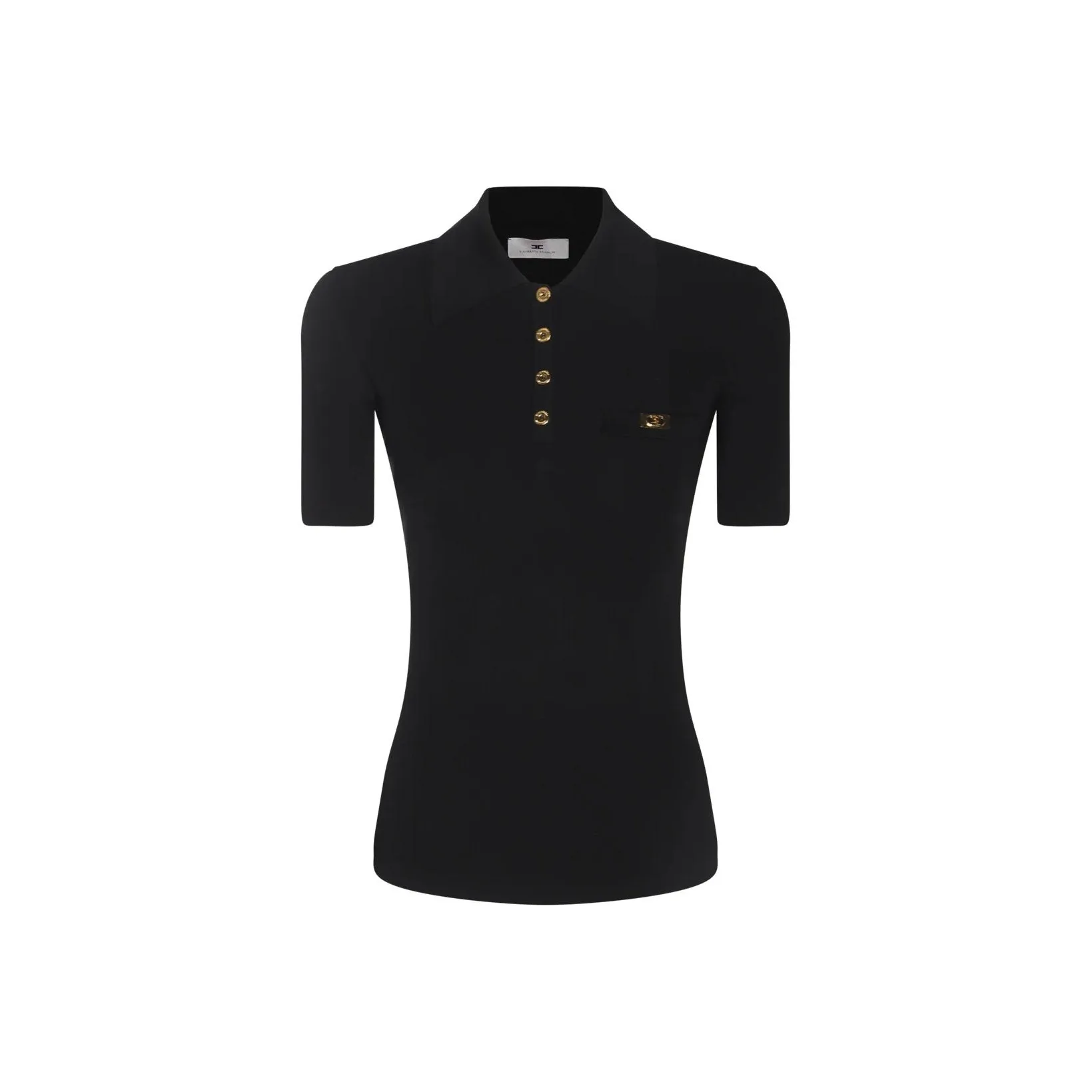 Elisabetta Franchi Breast Pocket Micro Ribbed Polo Shirt
