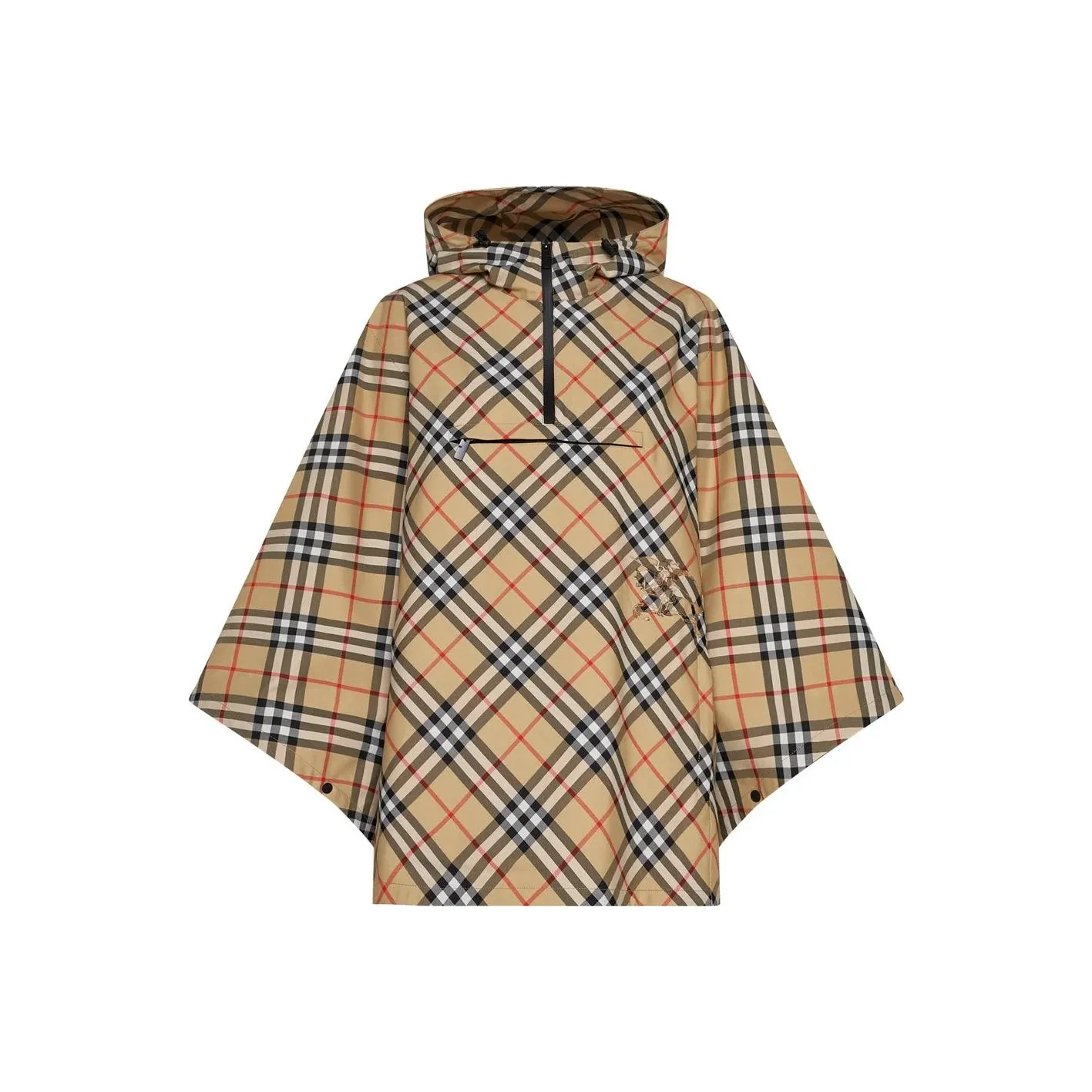 Burberry Checked Hooded Half Zipped Cape