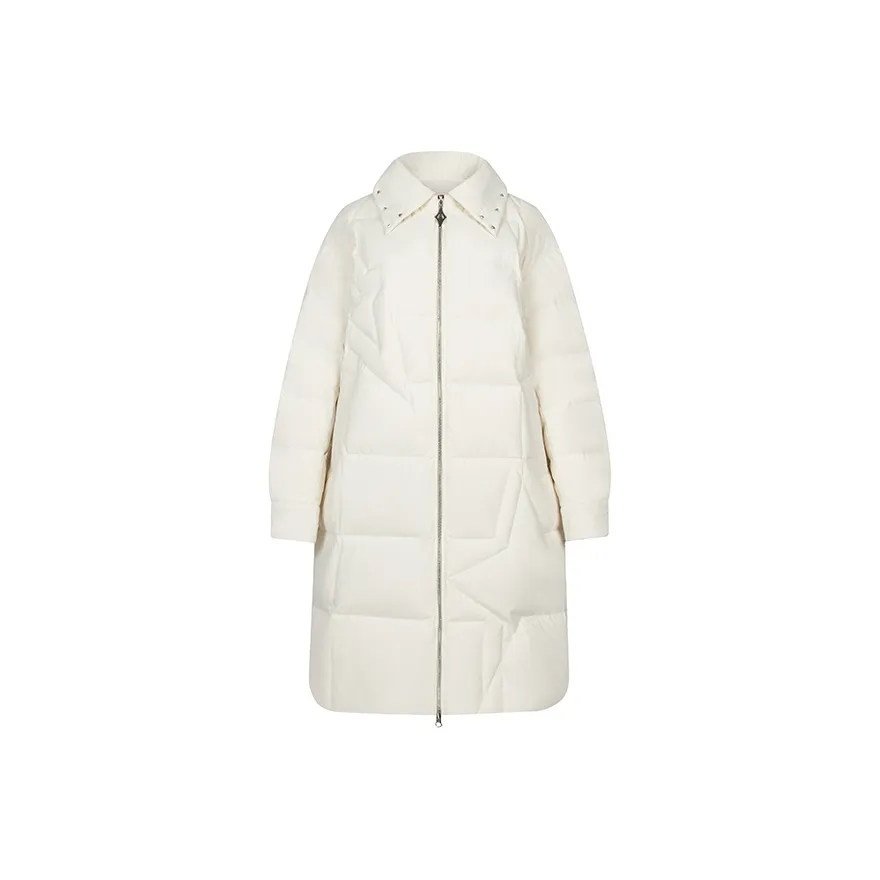 ERAL Однотонный Отложной воротник MID Длина Пуховик Женские