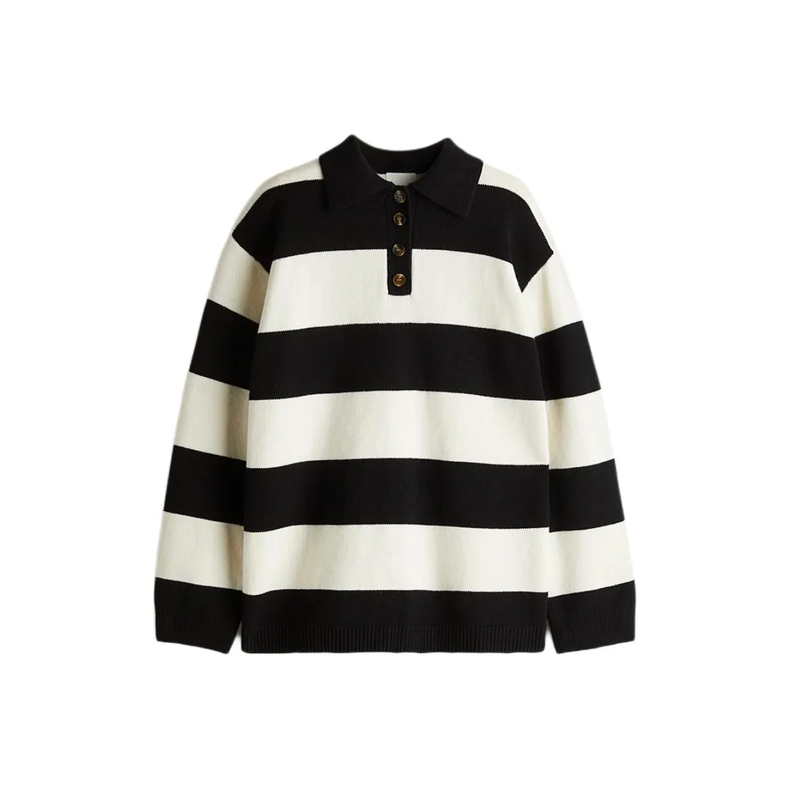 H&M Polo Shirt Women's Black/White Stripes