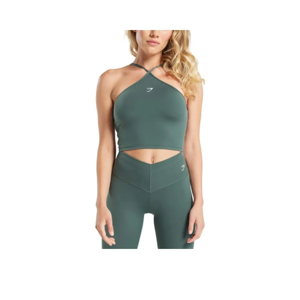 GYMSHARK Повседневный топ с бретелями женский каменно-серый циановый