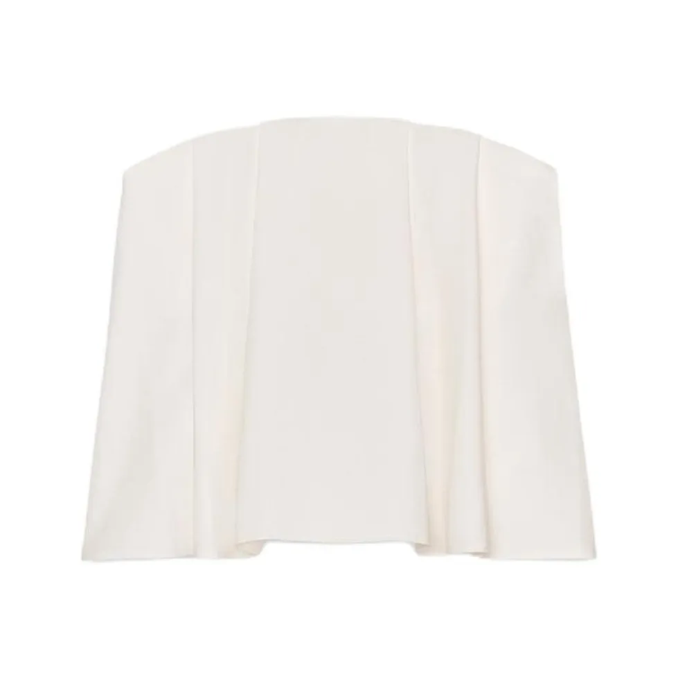 ZARA Без бретелек Топ Женский Натуральный Белый