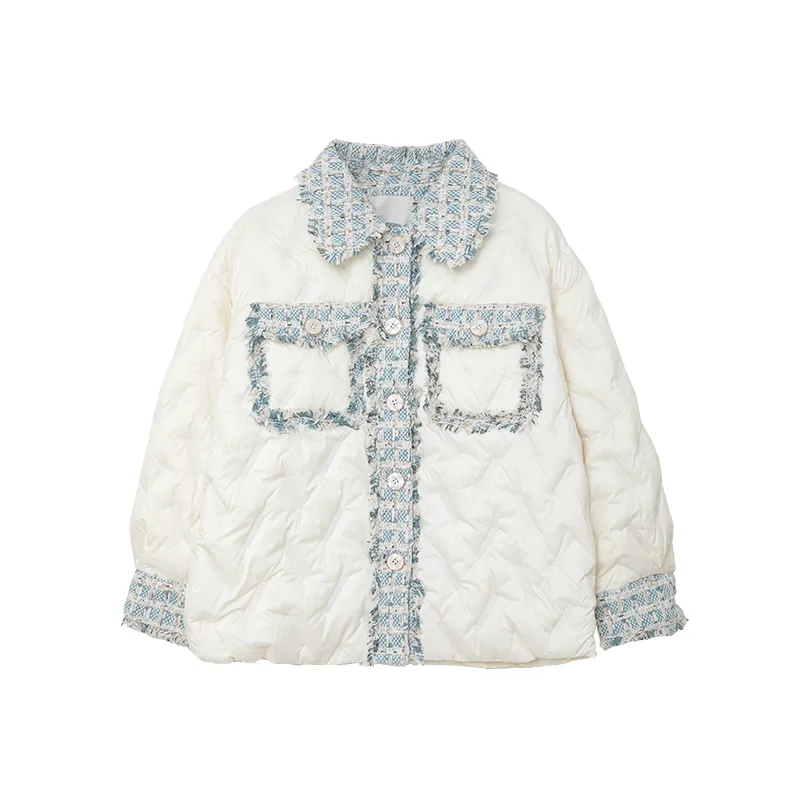 SUNSUNTOWN Snowflake Blue Women's Down Jackets