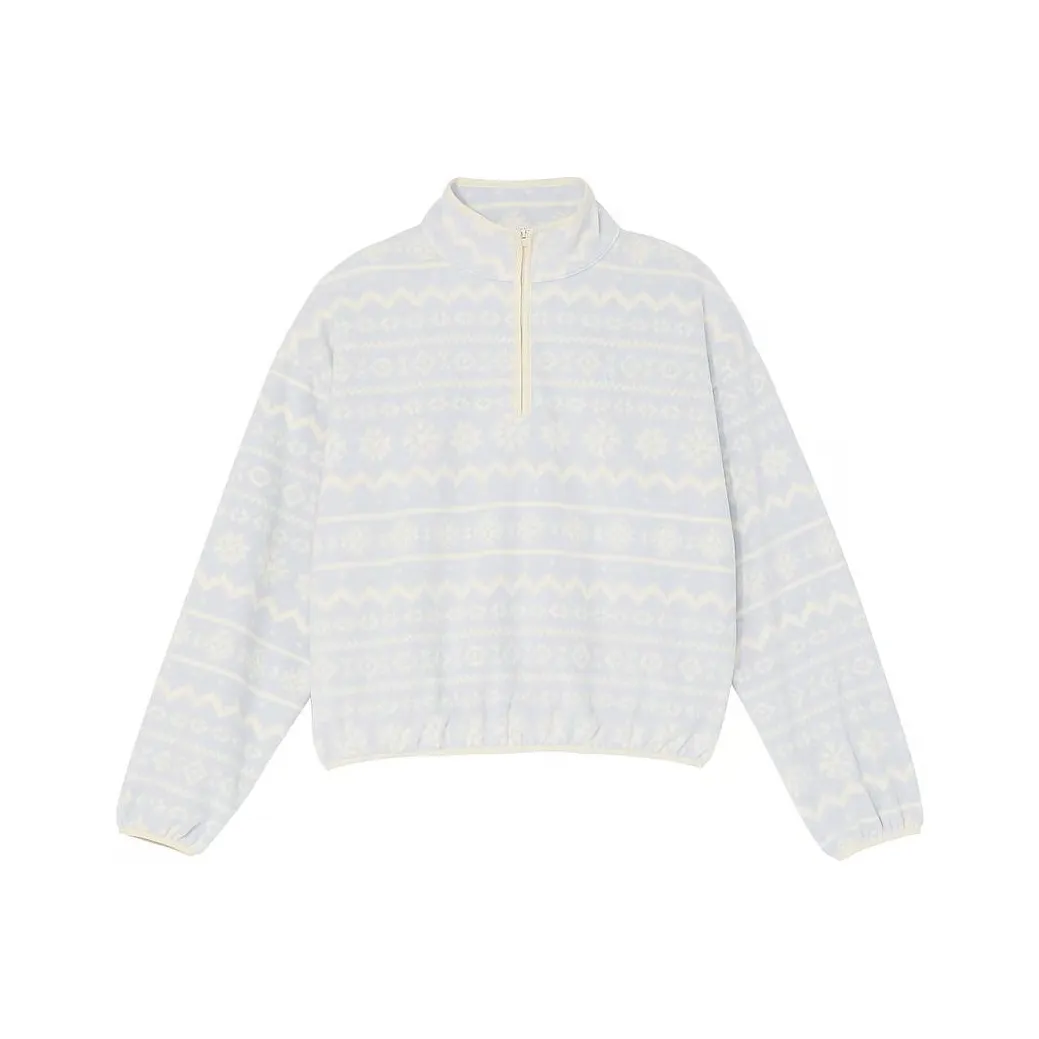 Victoria's Secret Розовый Цвет плюща Флис Полузастежка Толстовка Гортензия Синий свитшот Женские Гортензия Синий