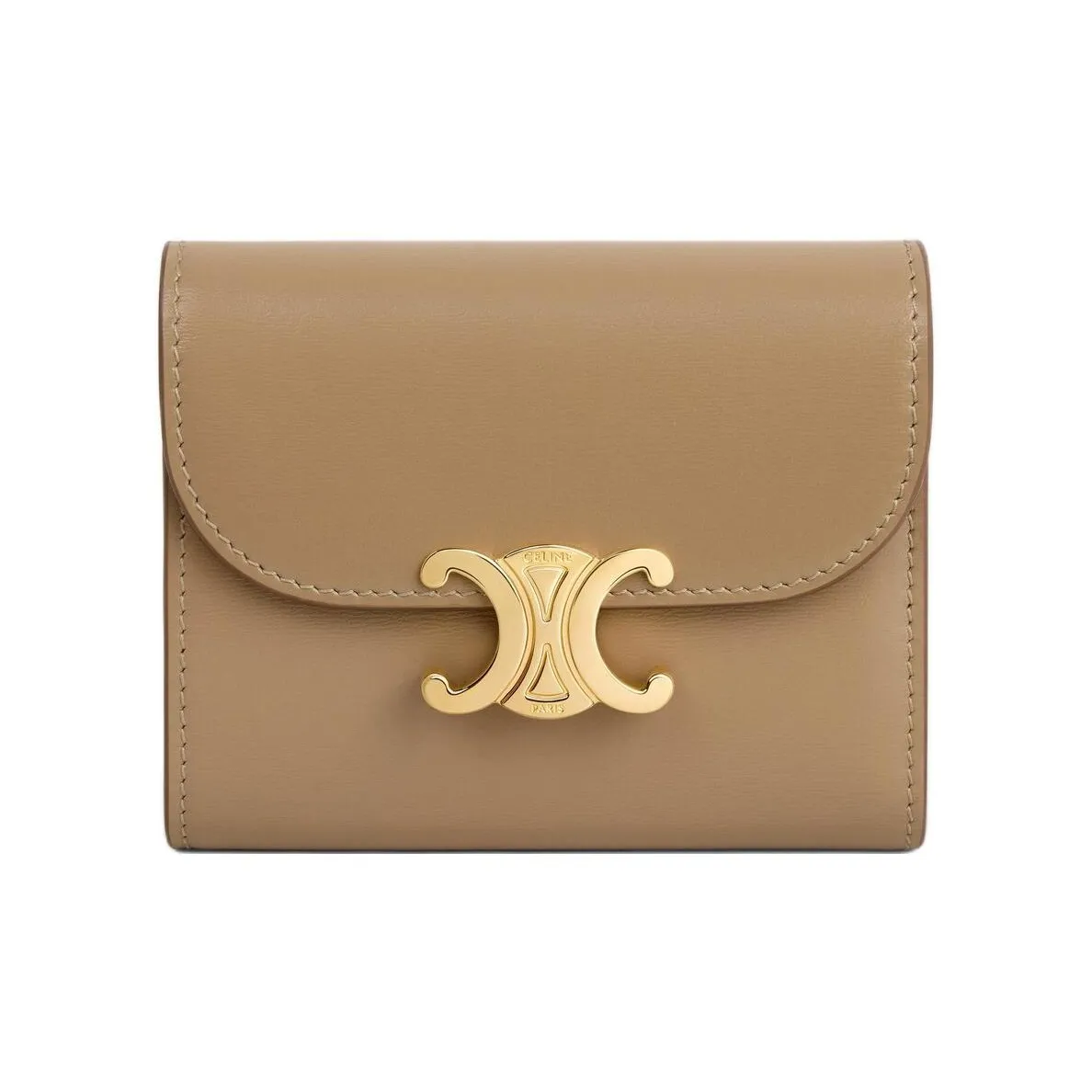CELINE Triomphe Cow Leather Wallet Women's Smoky Brown