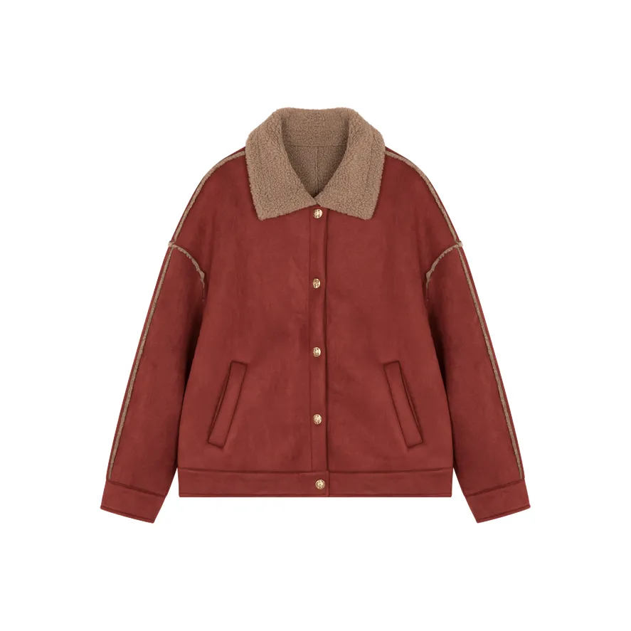 Mo Han Yi Mei Куртки и Пальто Женские Вишнево-Красный