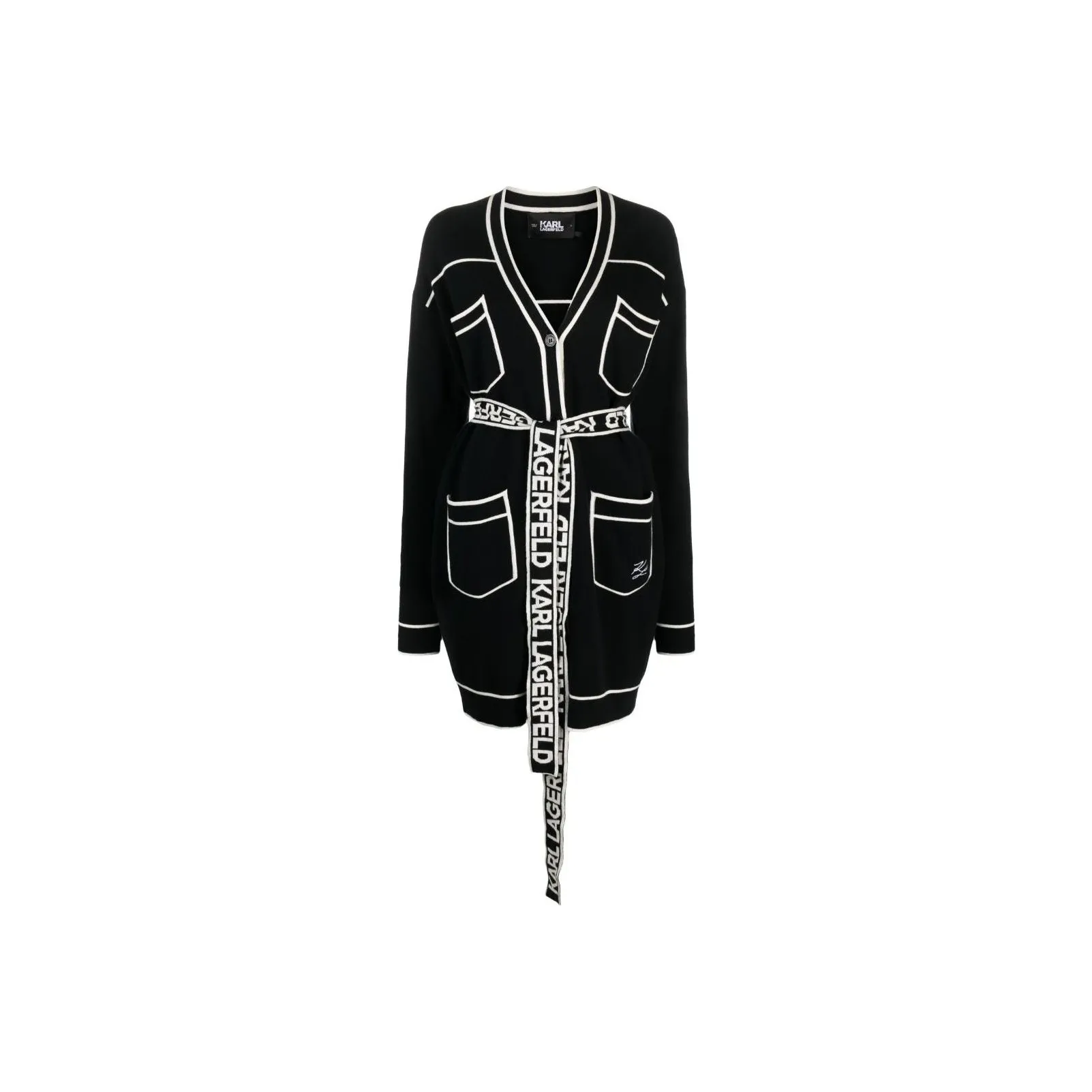 Karl Lagerfeld Logo print Belted Cardigan