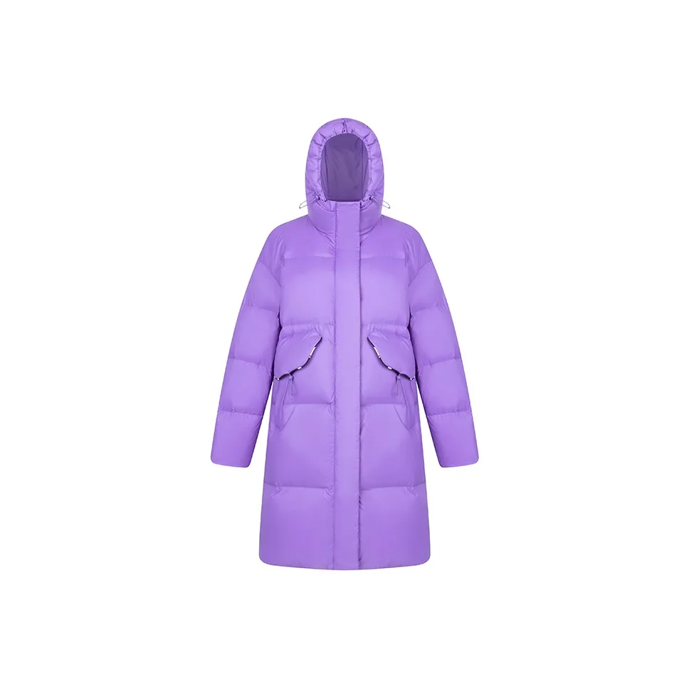 ERAL Однотонный С капюшоном Утолщенный MID Длина Пуховик Женские