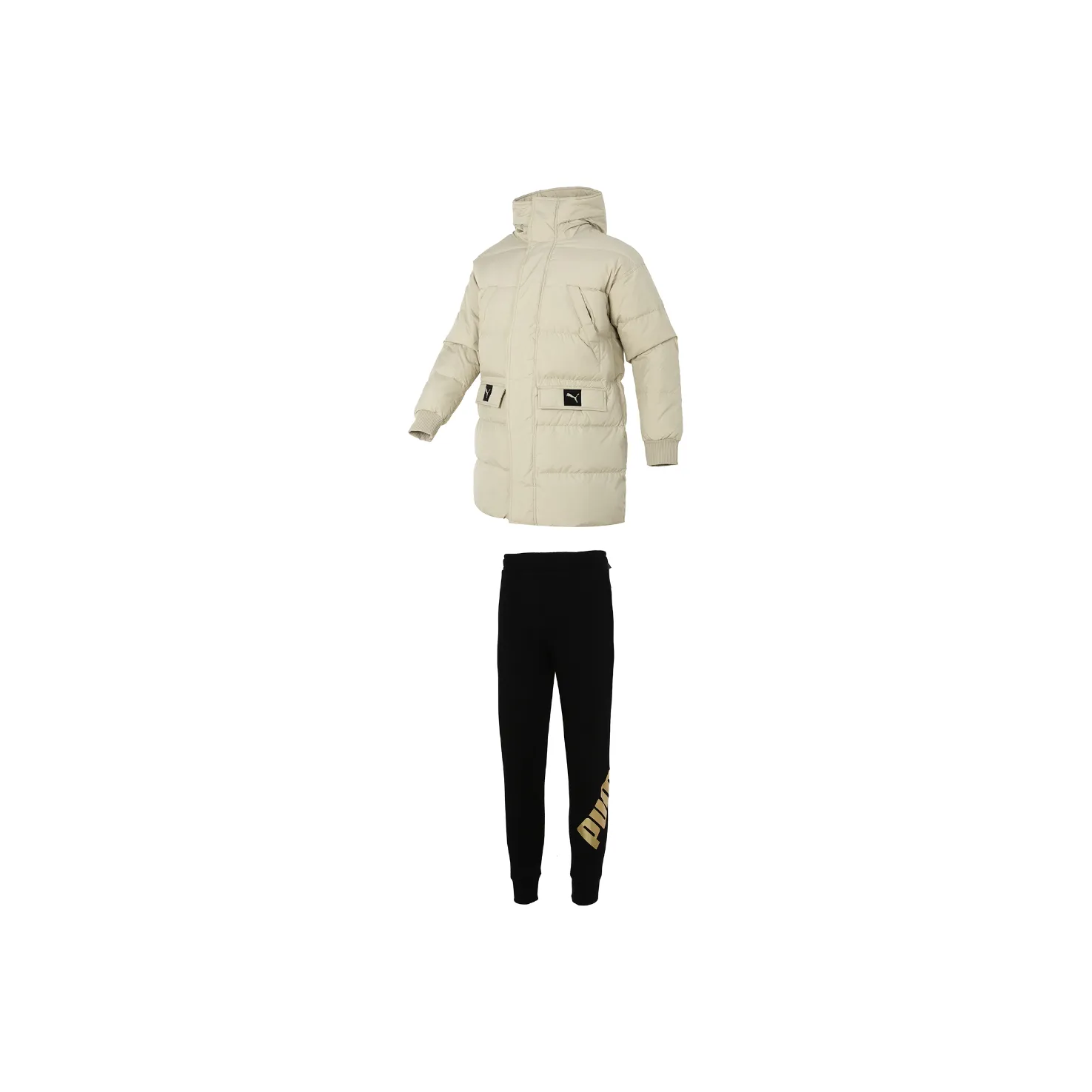 PUMA Casual Sportswear Men's Set Brown Down Jacket+Black Pants