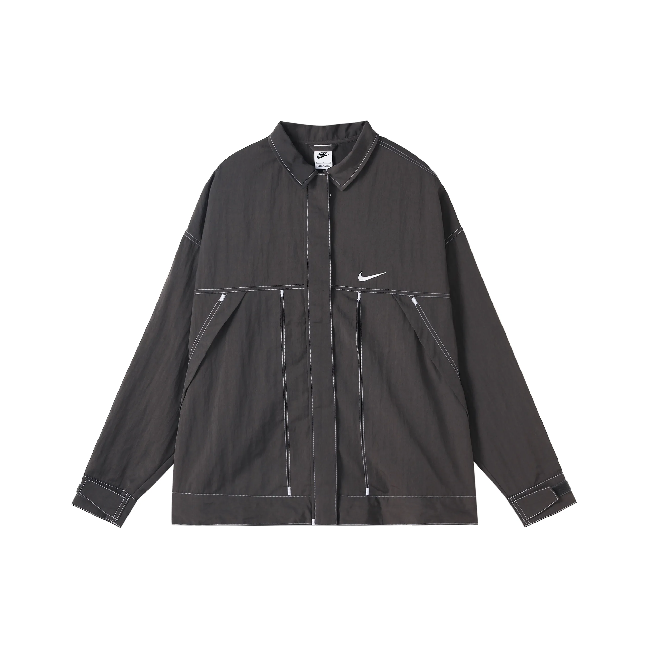 Nike Women's Zip-Up Long-Sleeve Woven Jacket Gray