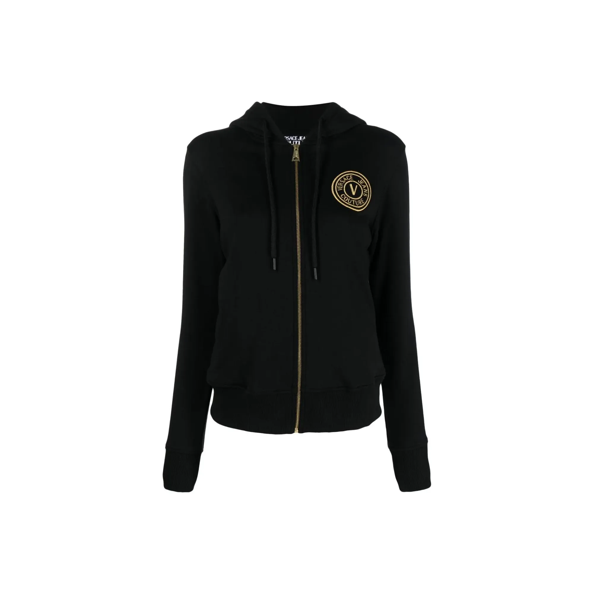 VERSACE JEANS Couture Logo embroidered Zip up Cotton Hoodie