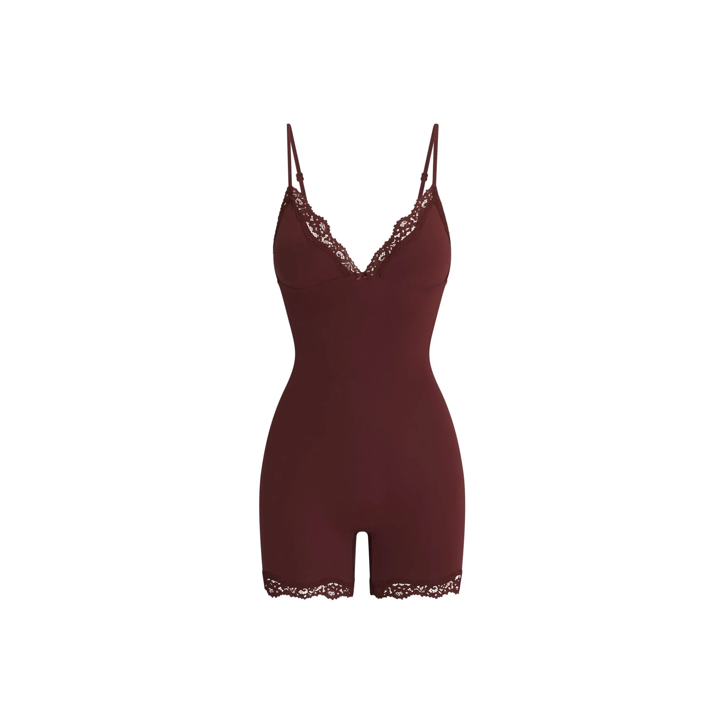 SKIMS FW24 FITS EVERYBODY Кружево Треугольник Комбинезон ONESIE Женские OXBLOOD Бычья кровь