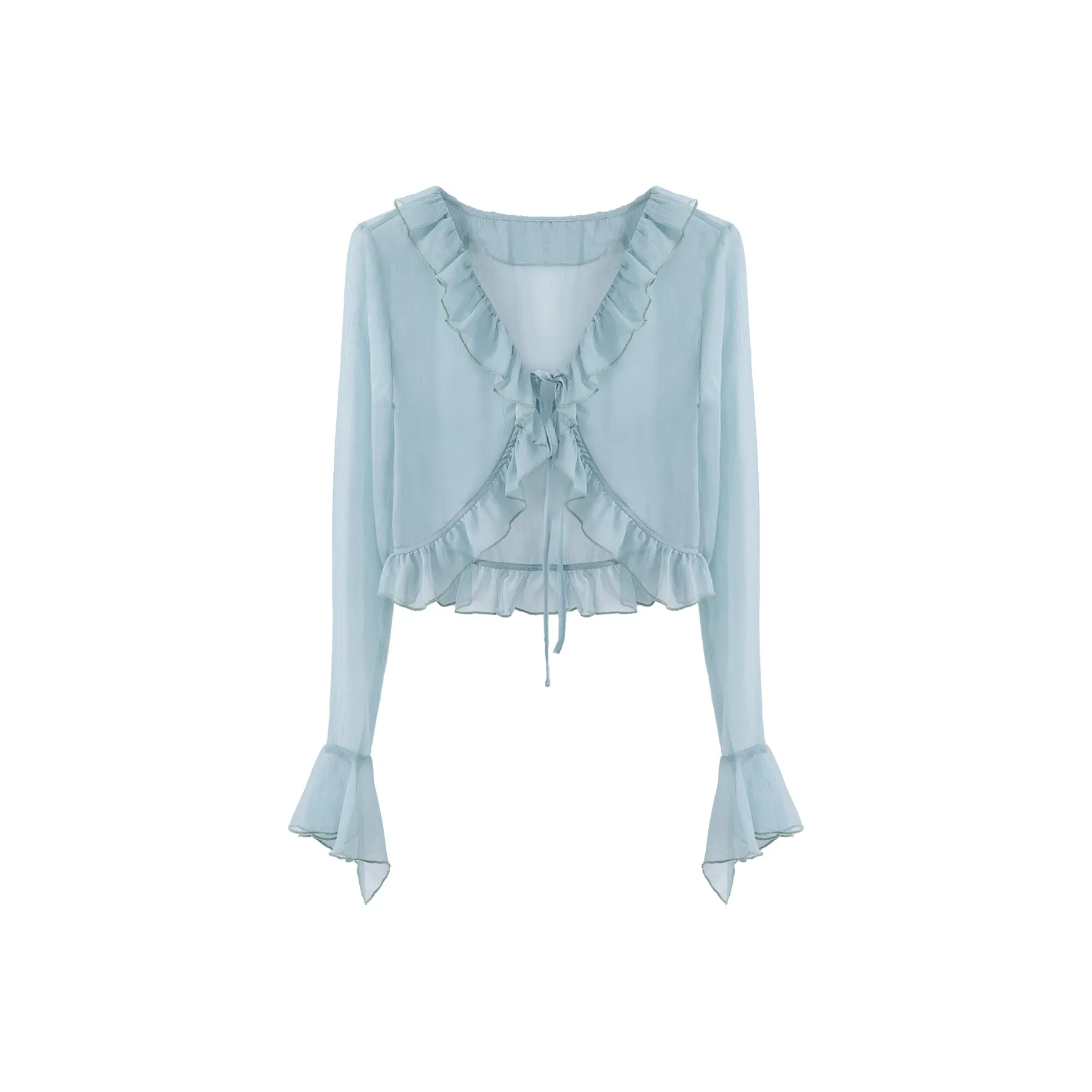 Blovelan Шифон Рубашка Женская Павлин Синий; Кардиган