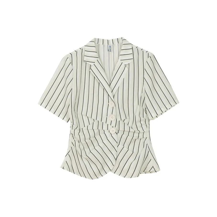 BLUEerror Рубашка Женская Зеленая Белая Полосатая