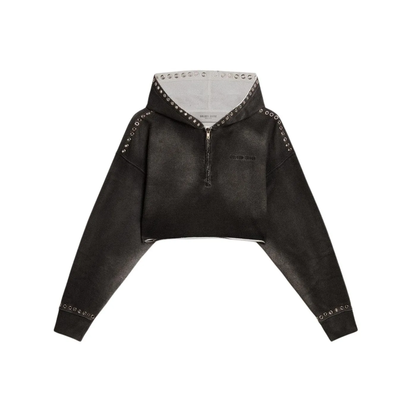 Golden Goose Deluxe Brand Eyelets Detailed Cropped Zip Up Hoodie