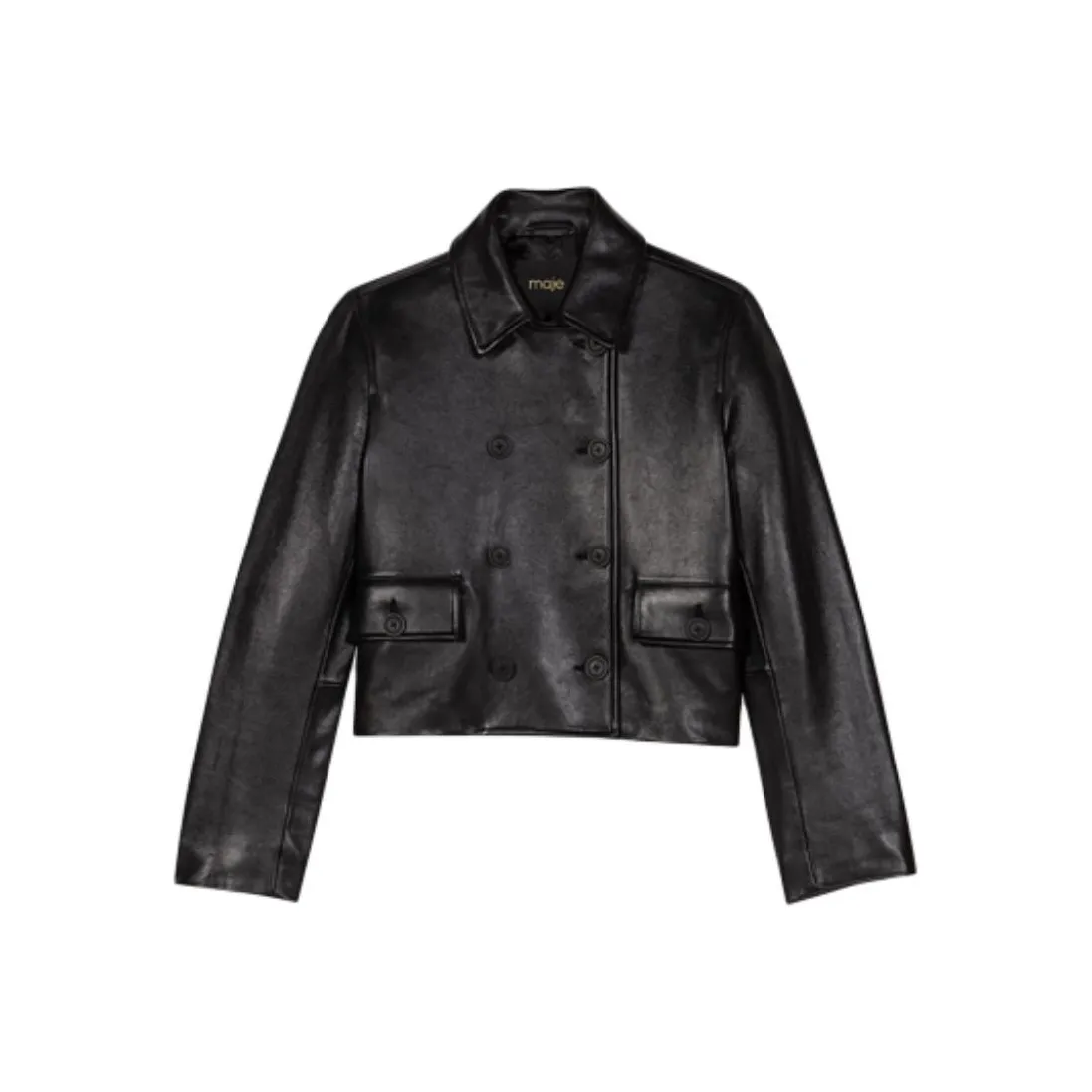 Maje Cropped Leather Jacket