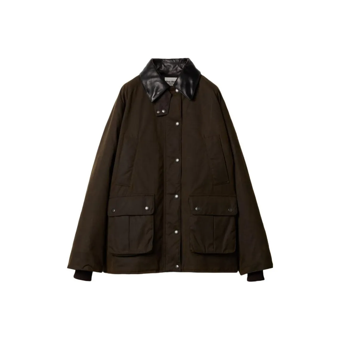 MIU MIU Waxed Canvas Padded Jacket 'Ebony'