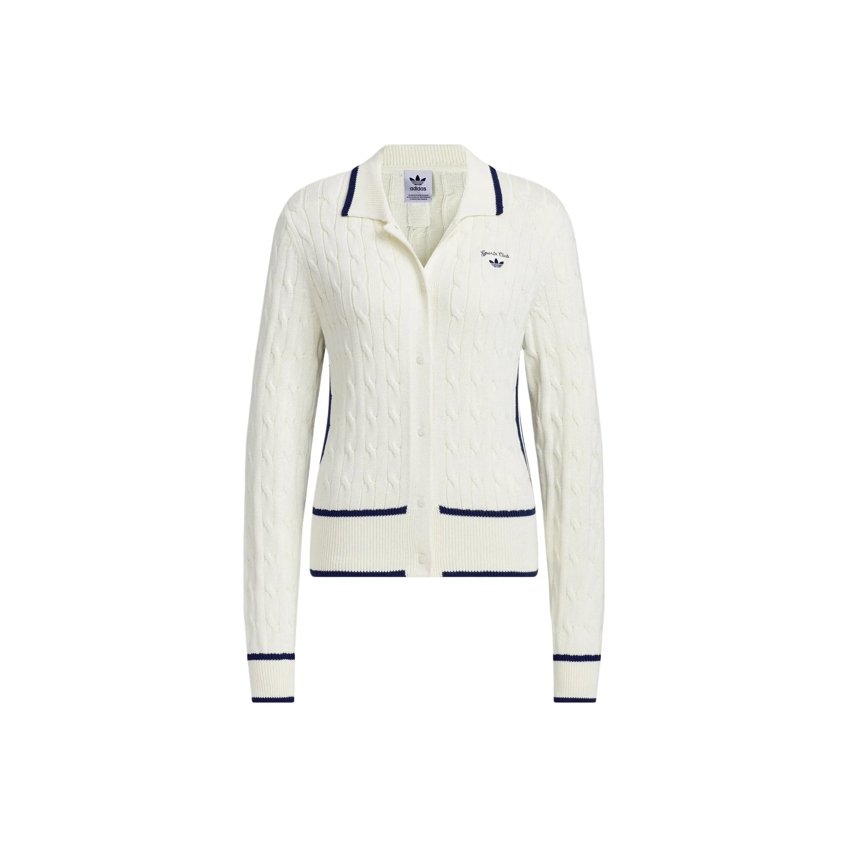 Adidas Originals RETROCARDIGAN SS25 SPORTY CLUB Knitwear Women's Jade White