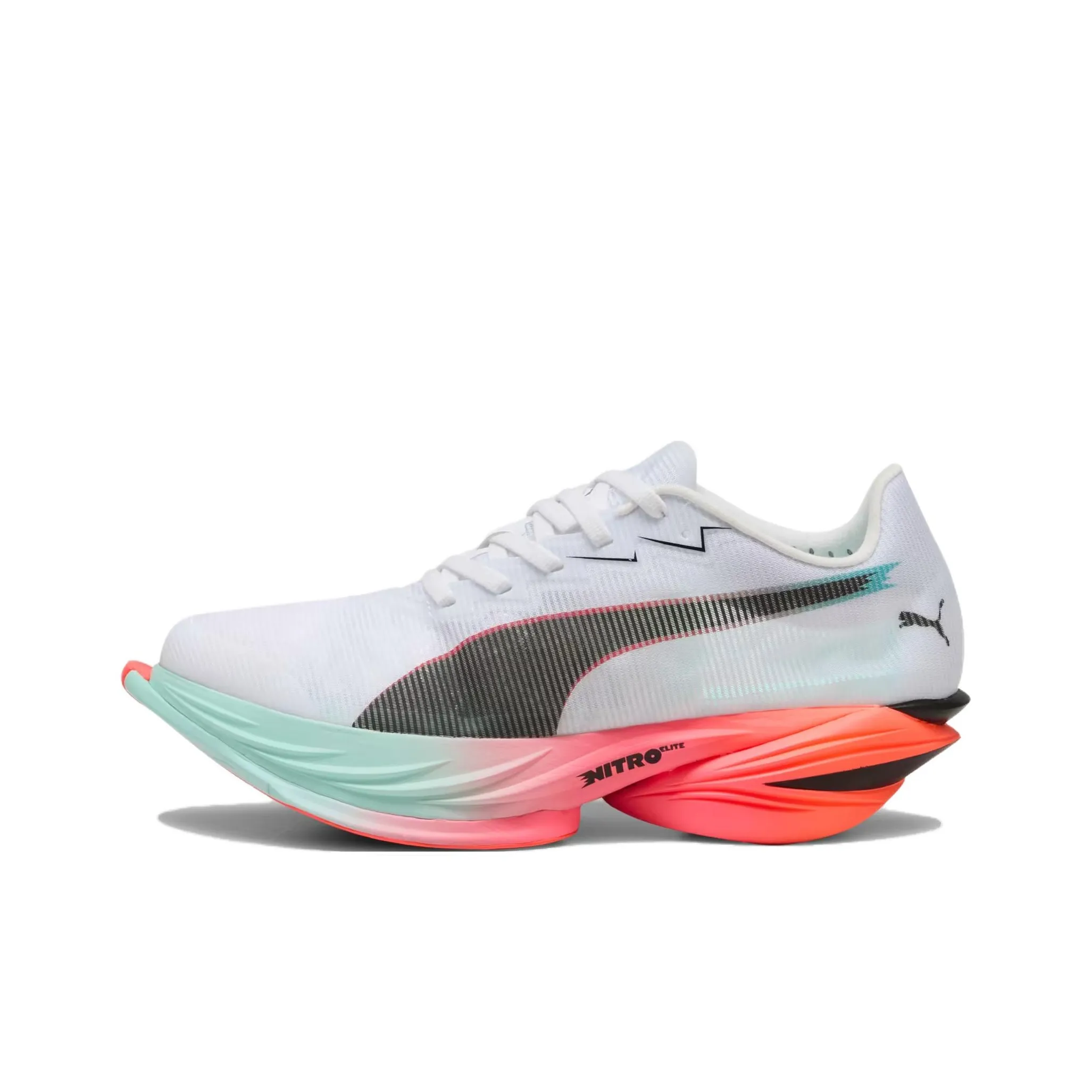 PUMA Fast R NITRO Elite 3 Противоскользящие Устойчивые к истиранию Низкие Беговые кроссовки Женские Белые Серые