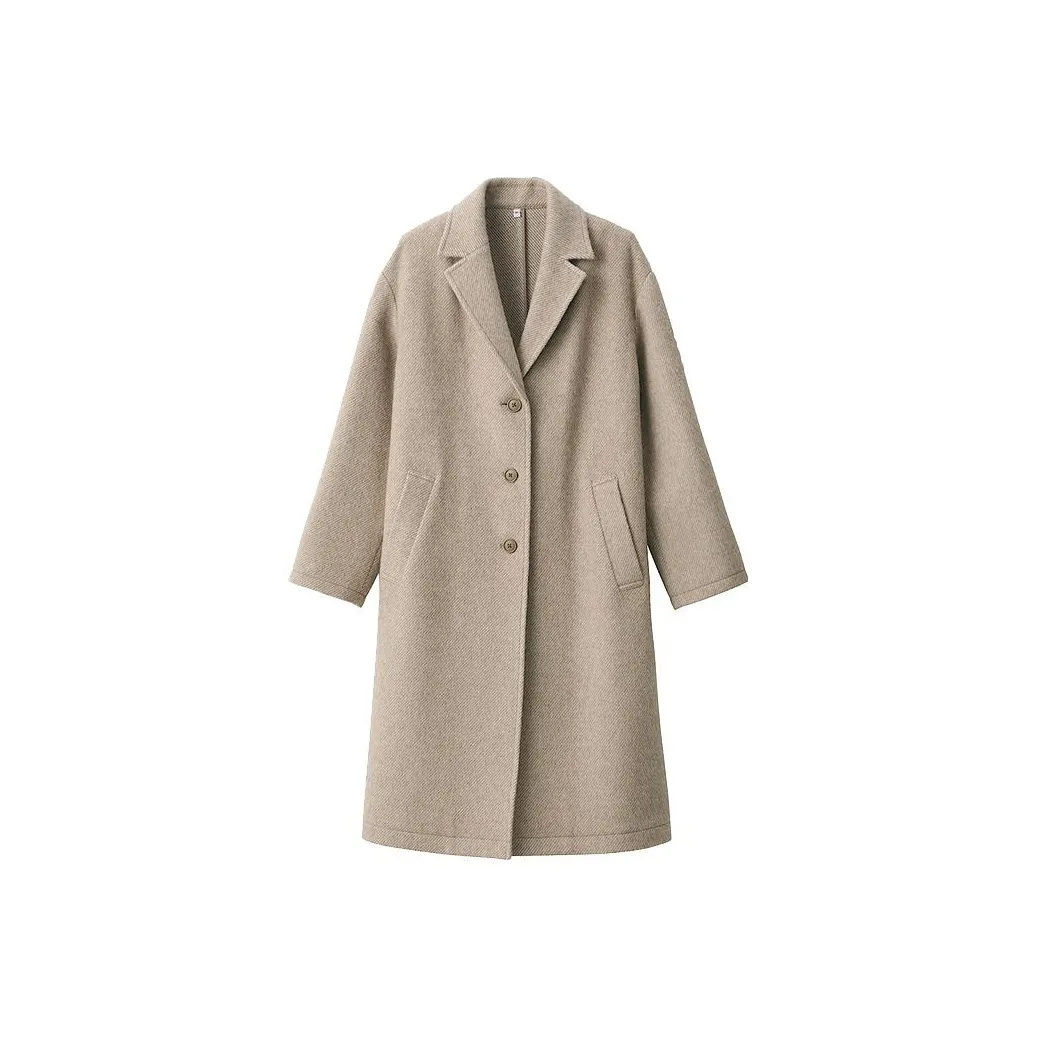 Muji Светло-бежевое Женское Пальто