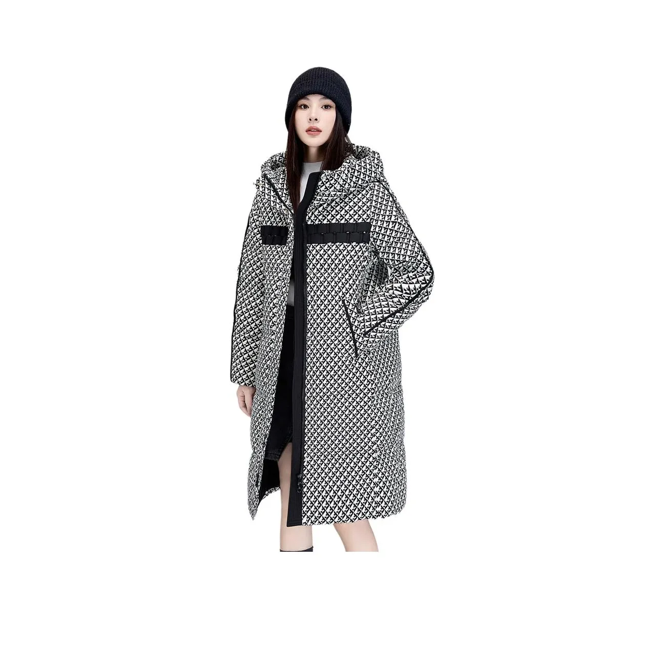 SNOW FLYING Черно-белая клетка Женские пуховики