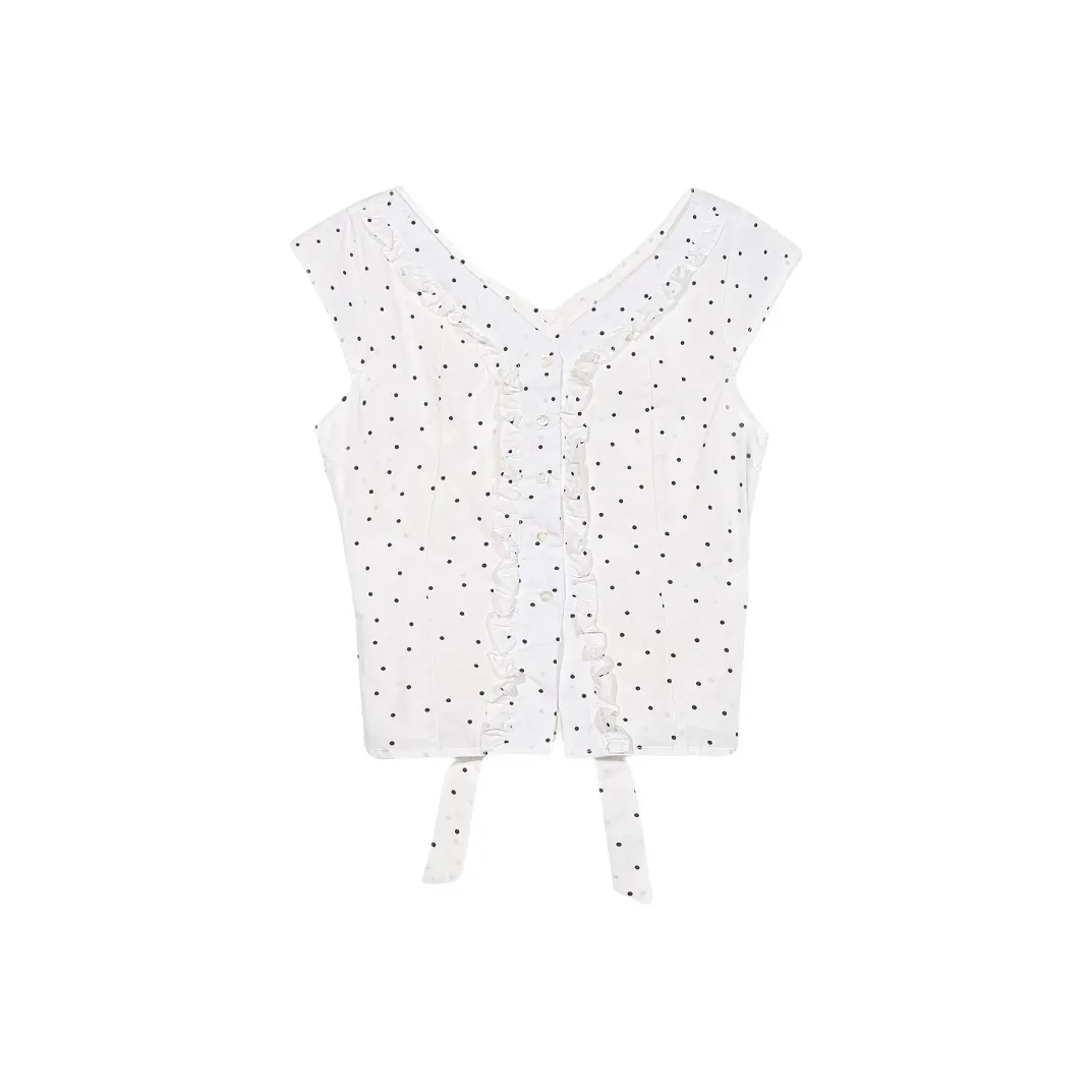 ERIRI Рубашка Женская Белая в Горох