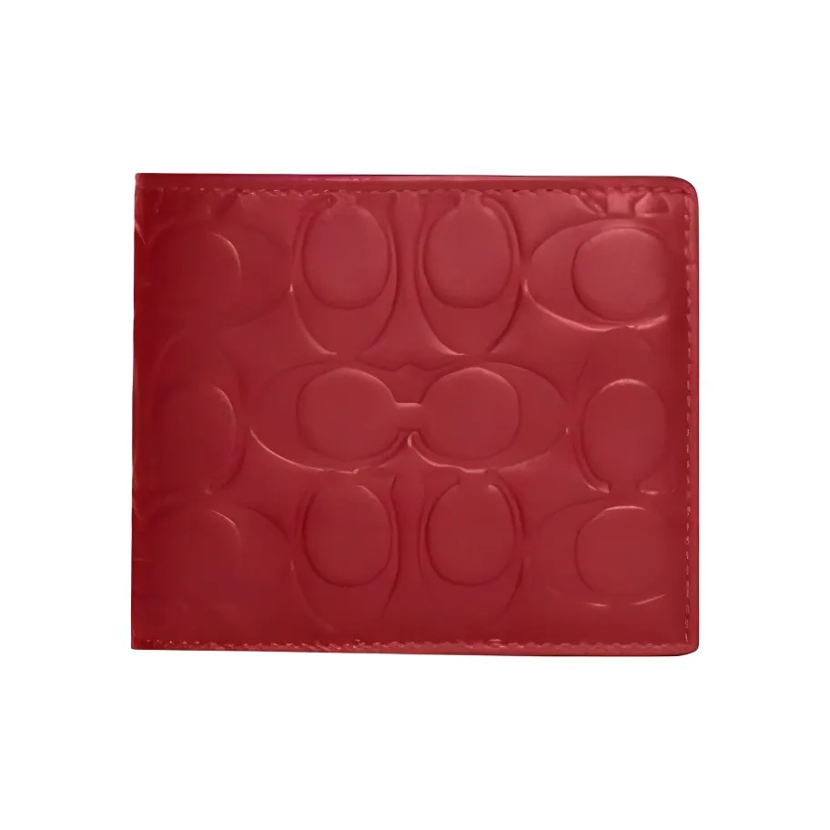 COACH 3 IN 1 Wallet Smooth Calf Leather Card Holder Wallet Women's Red