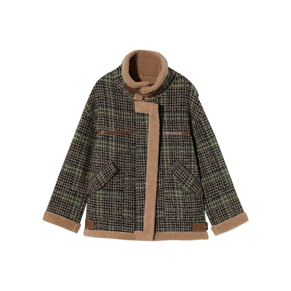 OUNIXUE Зеленая клетка Женские Куртки