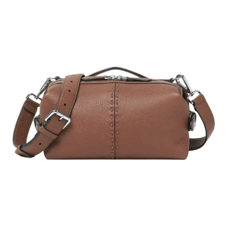 FENDI Selleria Leather Handbag Small Size Men's Brown