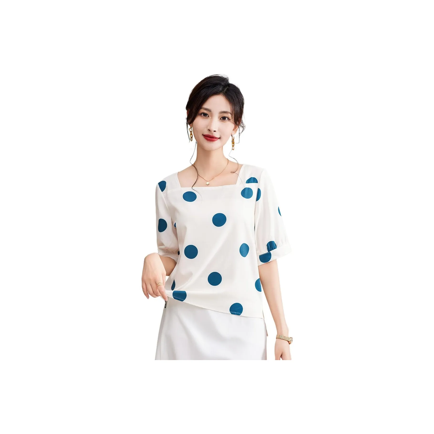 Love Elaine Summer Shirt Loose Fit Women's Purple Polka Dot