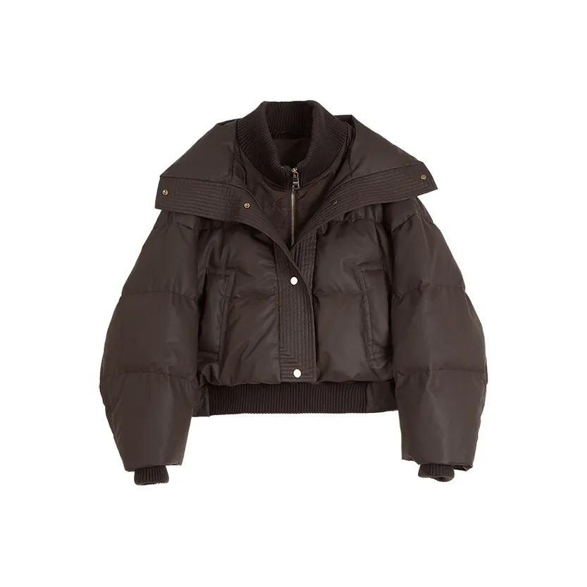 ELLE Пуховик Женский Темно-Коричневый