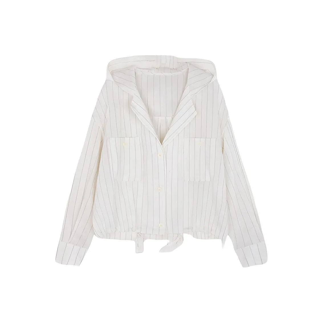 IHIMI Куртки Пальто Женские Белый Подкладочная ткань с Черными Полосами