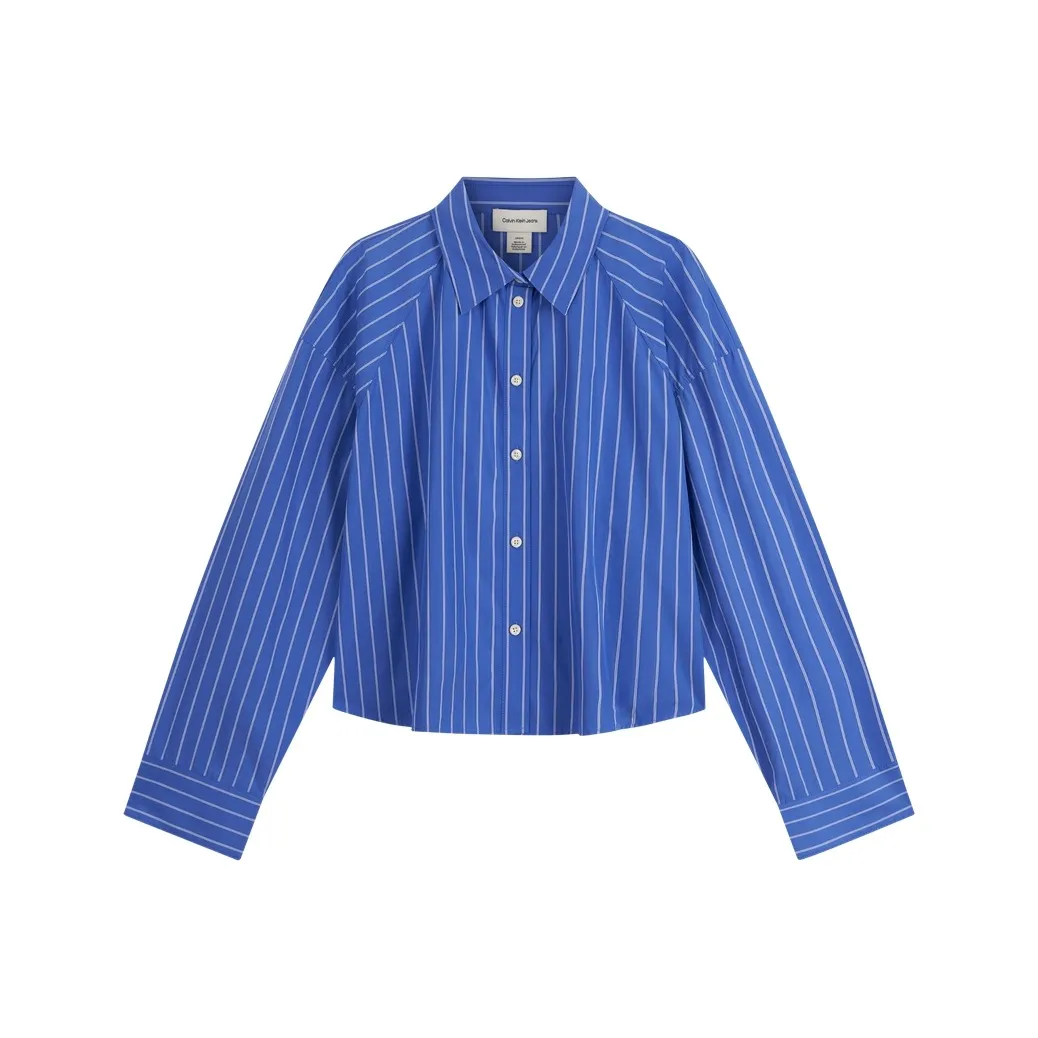 Calvin Klein Рубашка Женская XNS Синий в Полоску
