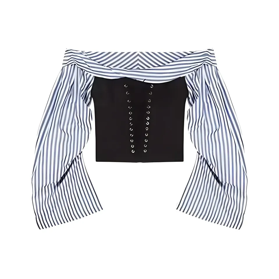 CZMO Shirt Women's Blue Stripes & Black