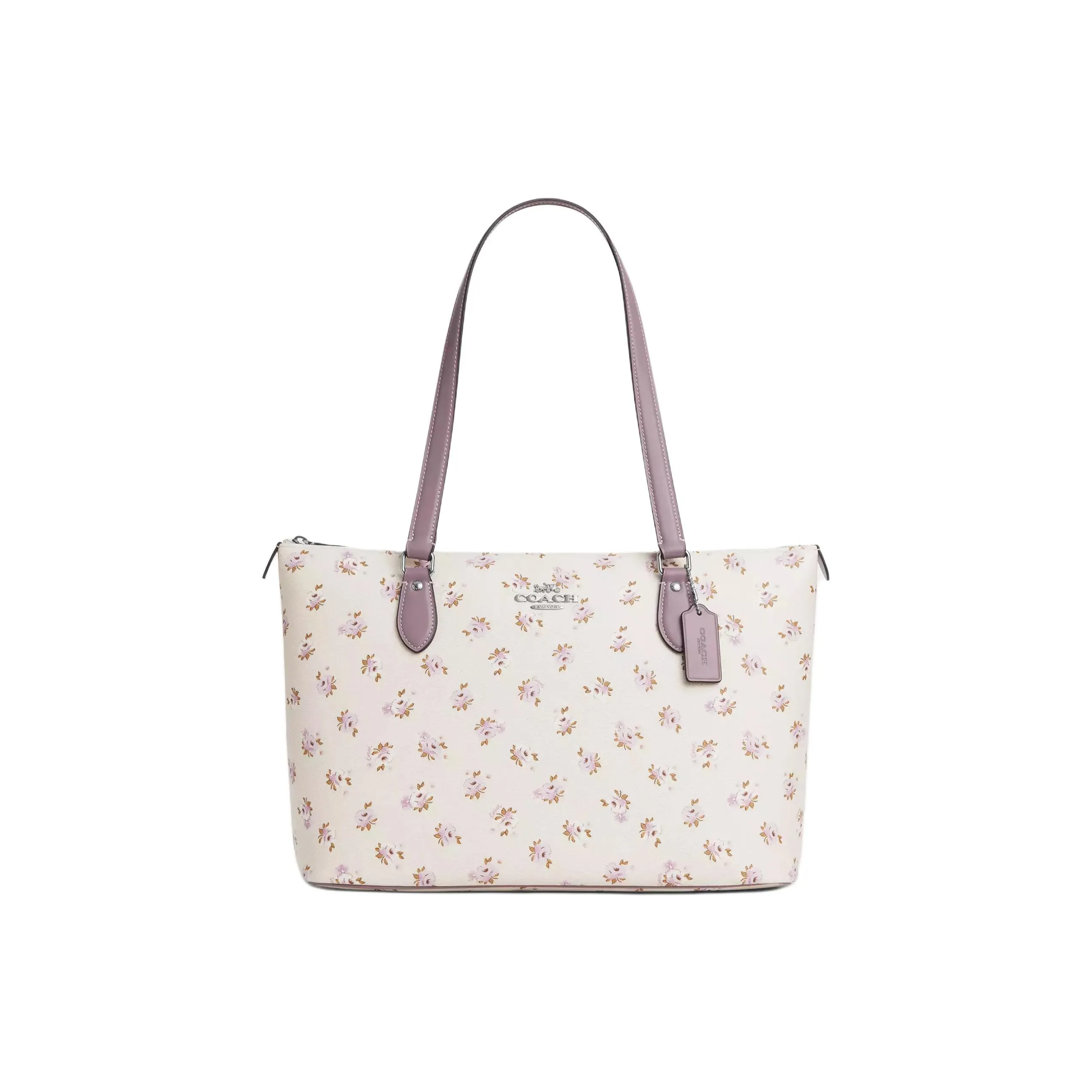 COACH Gallery Покрытый холст Тоут Сумка Сумка для покупок Сумка на плечо Большая Женская Серебряный и Меловый Разноцветный