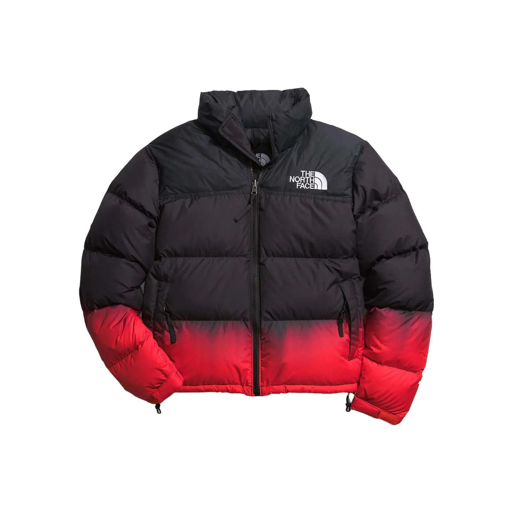 THE NORTH FACE M 96 Retro Nuptse Jacket Black Korea Version Nuptse Down Jacket Women's Fire Red Dip Dye Small Print