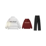 화이트 면 상의 + 다크 레드 + 블랙 바지