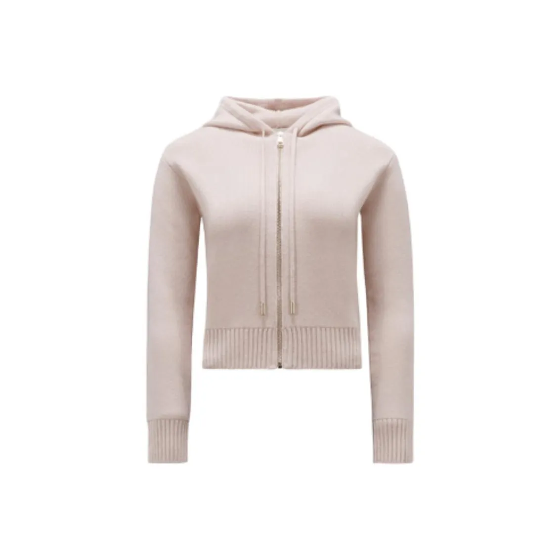Moncler Wool & Cashmere Zip Up Hoodie Sweatshirt Women's Light Pink