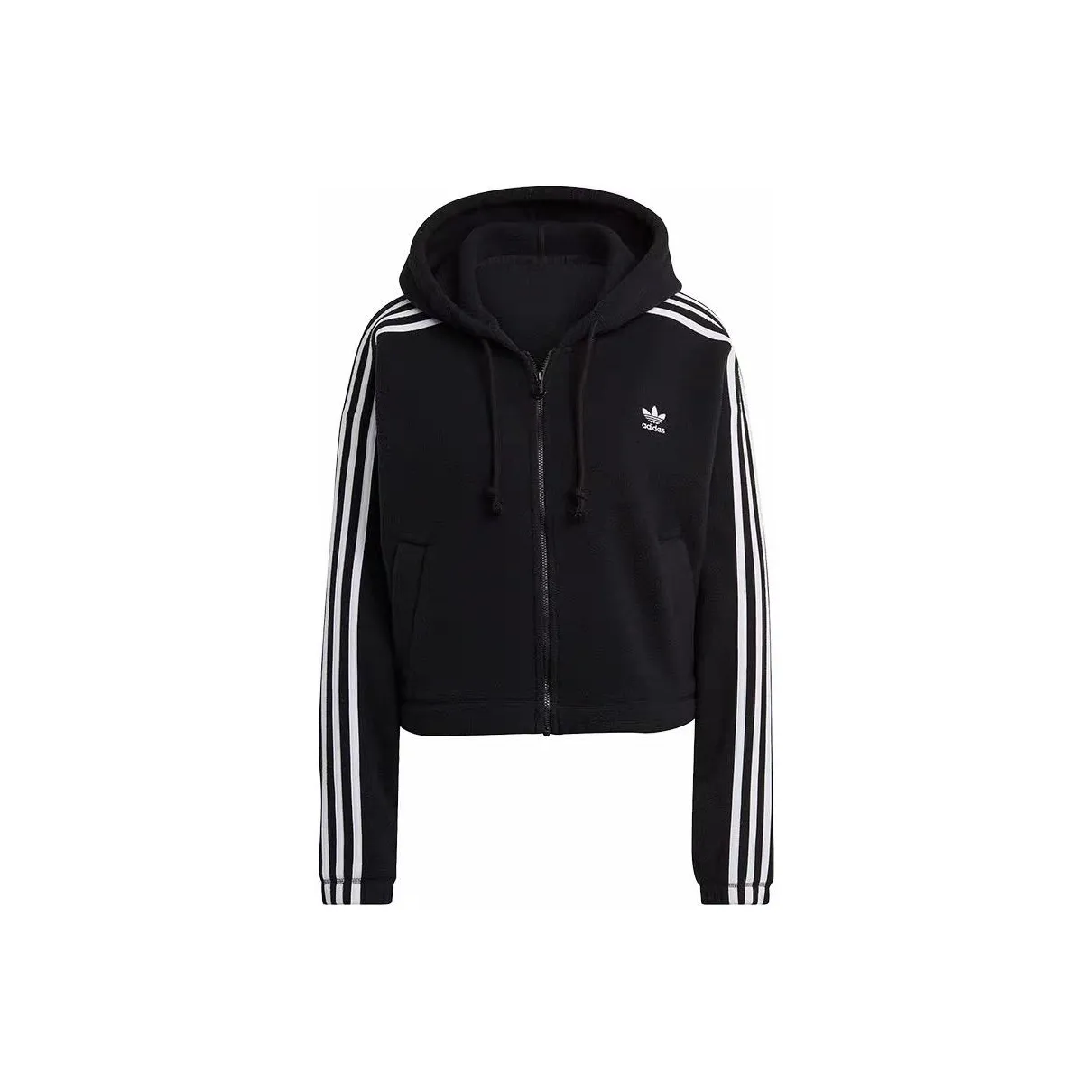 adidas Women's Fleece Hooded Zip-up Jacket Black