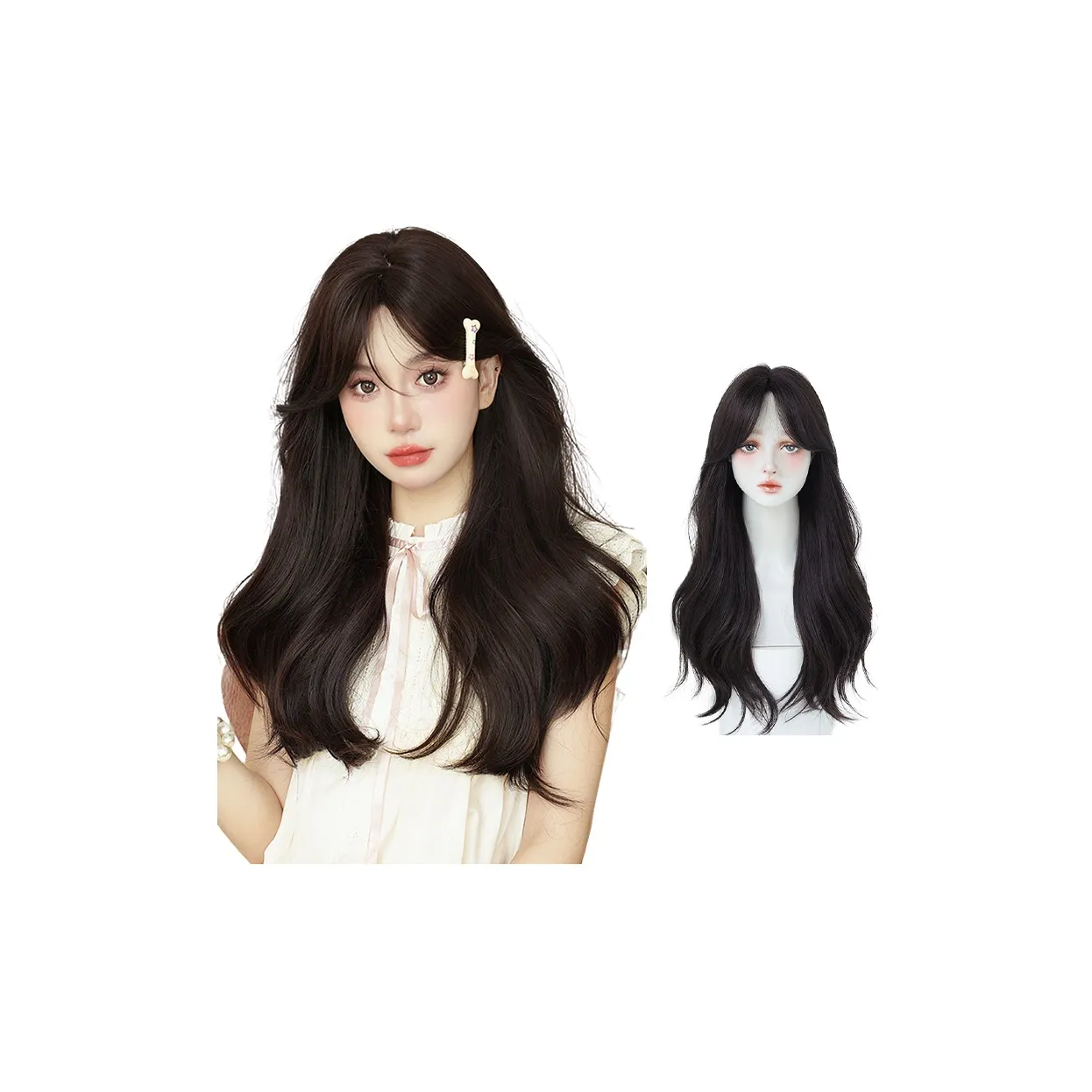 QIJIEHUANGHOU Квадрат Круглое лицо Heavenly Овощной Парики Темный чайный