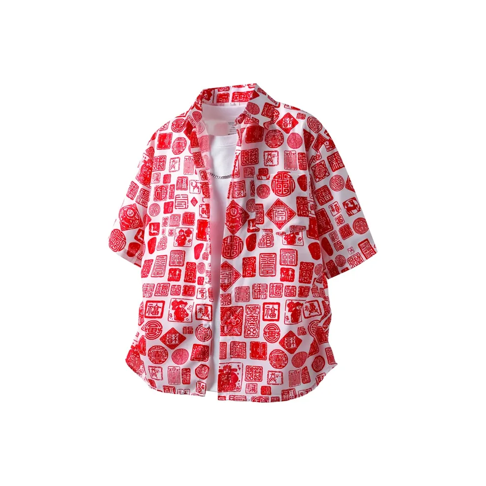BEAR UNION Короткий рукав рубашка унисекс красный