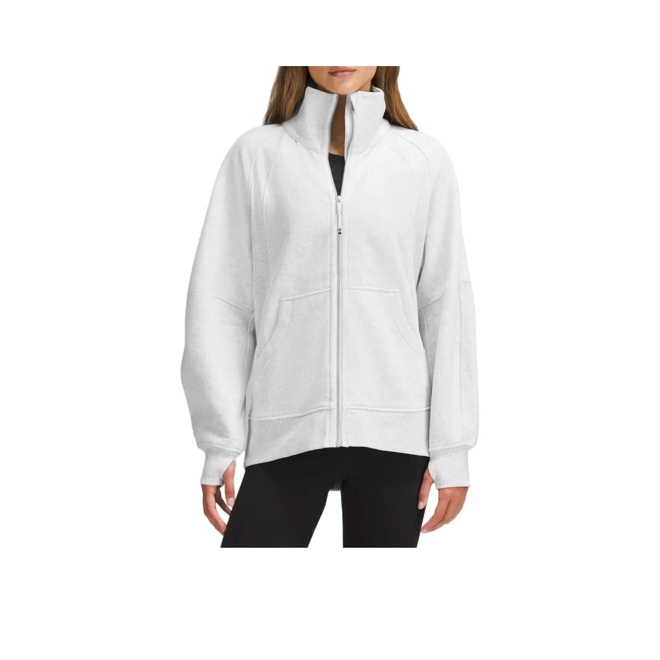 lululemon Scuba Series Фунел Шея Полузип Куртки и Пальто Женские Смешанный Цвет Светло-Серый