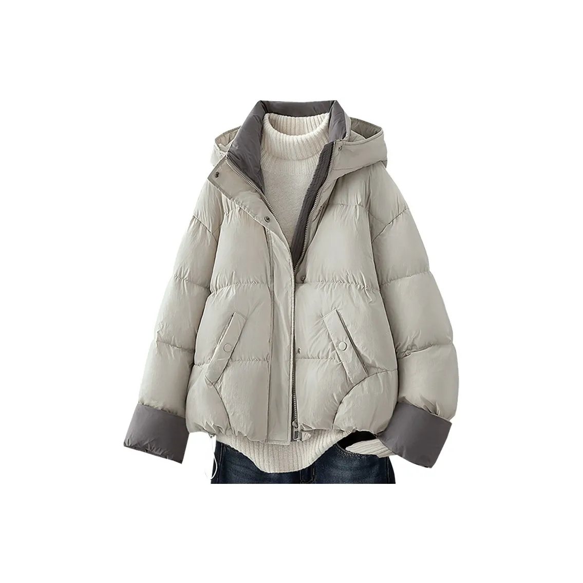 Cypress House Пуховик Женские Бежевый и Серый